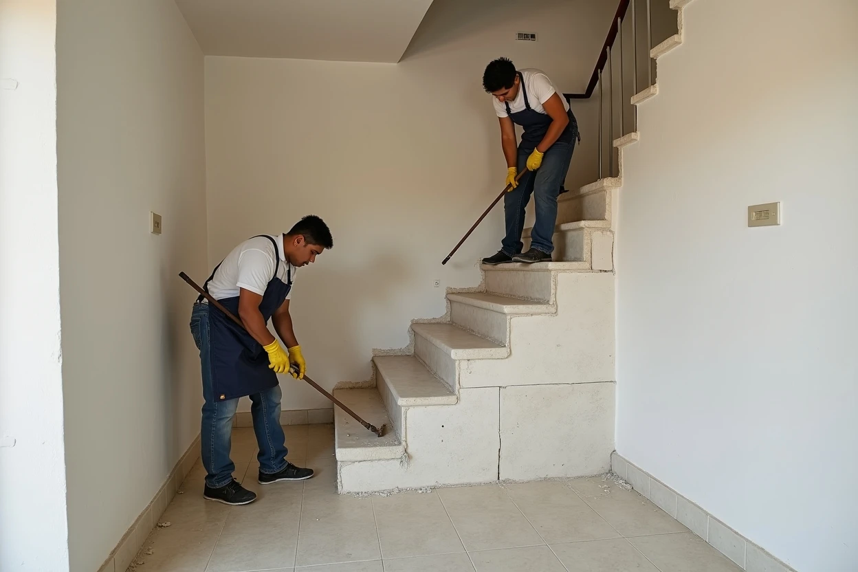 Piso de mármol tras proceso de pulido y abrillantado